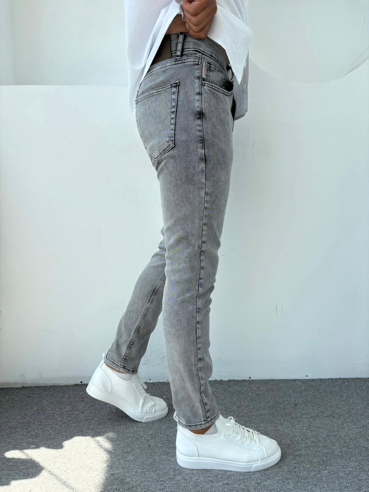 %100 LİKRALI SLİMFİT KALIP KOT PANTOLON AÇIK ANTİRASİT