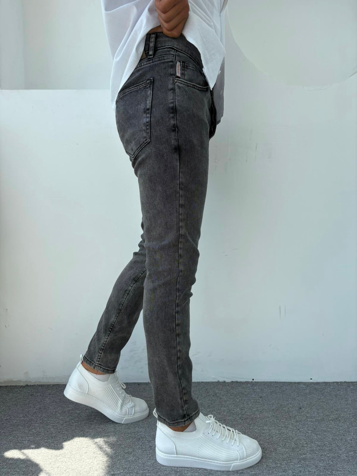 %100 LİKRALI SLİMFİT KALIP KOT PANTOLON KOYU ANTİRASİT