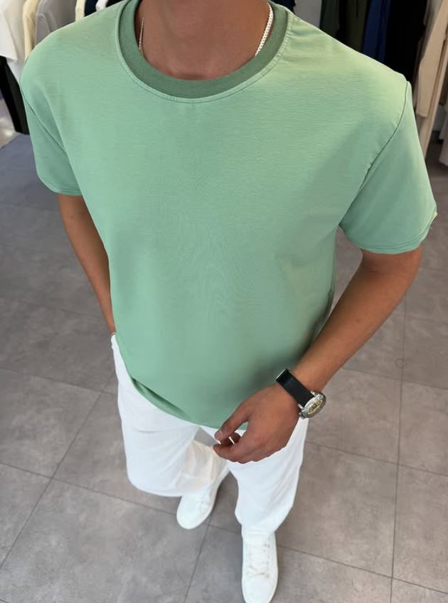 %100 Pamuk Oversize T-shirt YEŞİL