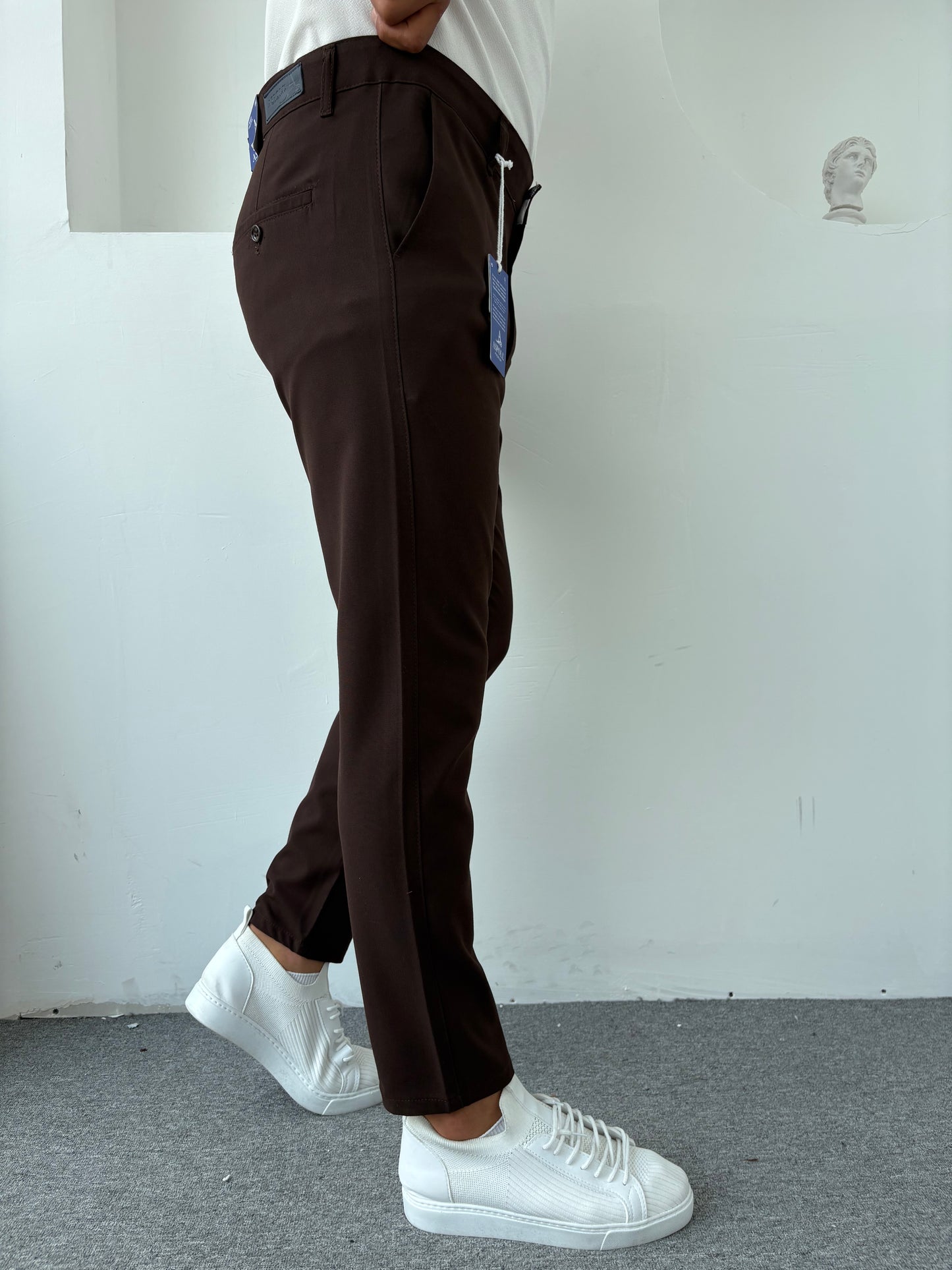 Slim Kalıp Kumaş Pantolon Acı Kahve
