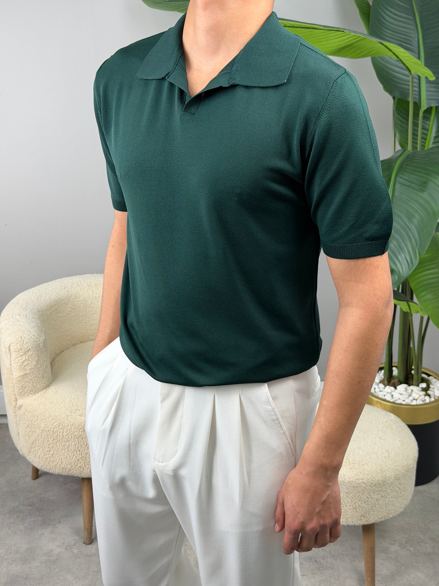 BASİC POLO YAKA KISA KOL TSHİRT ZÜMRÜT YEŞİLİ