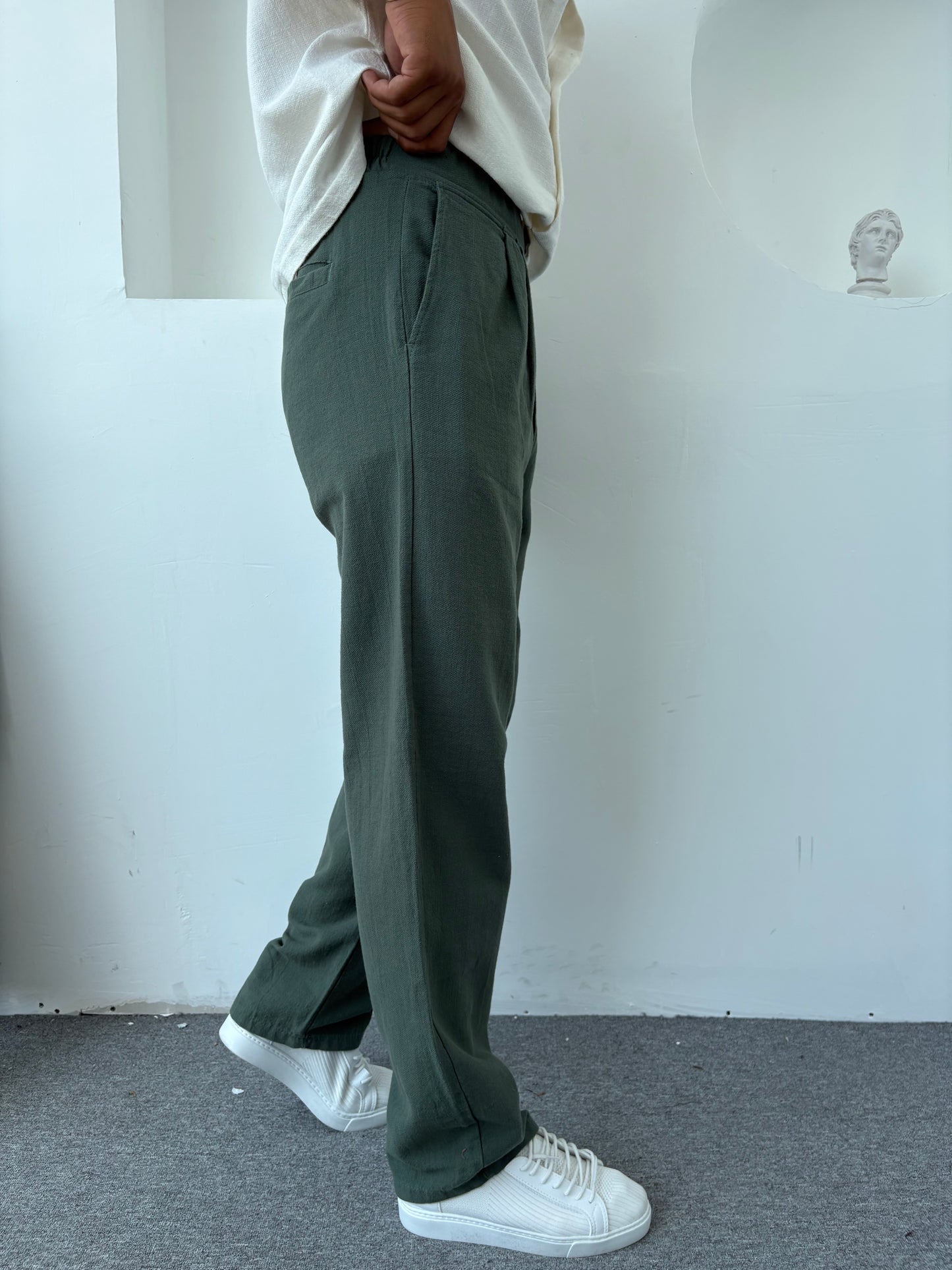 %100 PAMUK HAM KETEN SÜPER BAGGY YEŞİL