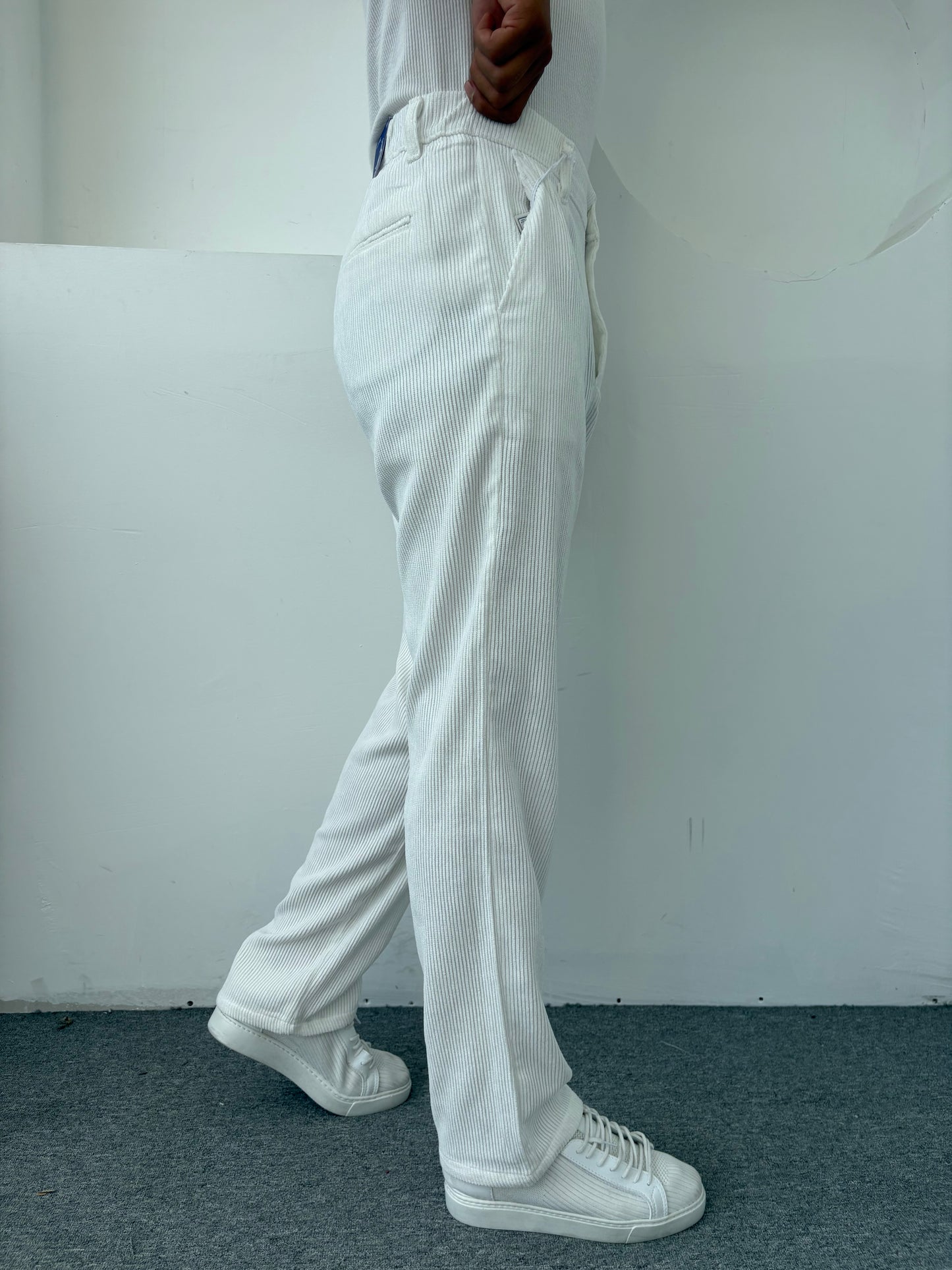 %100 KADİFE PİLELİ BAGGY PANTOLON BEYAZ