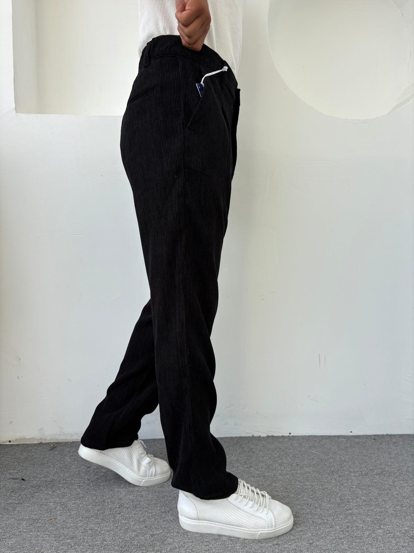 %100 KADİFE PİLELİ BAGGY PANTOLON SİYAH