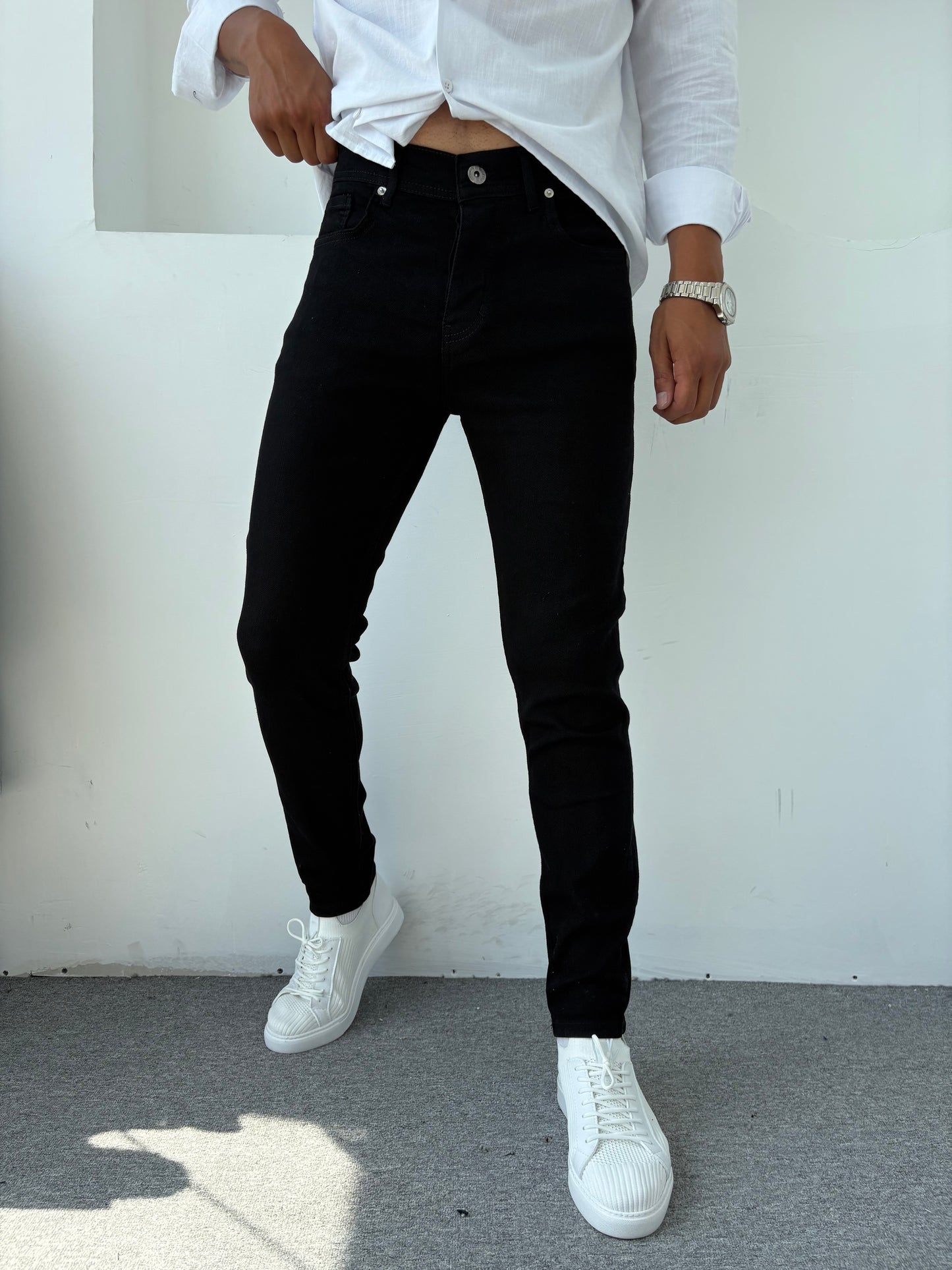 %100 LİKRALI SLİMFİT KALIP KOT PANTOLON SİYAH