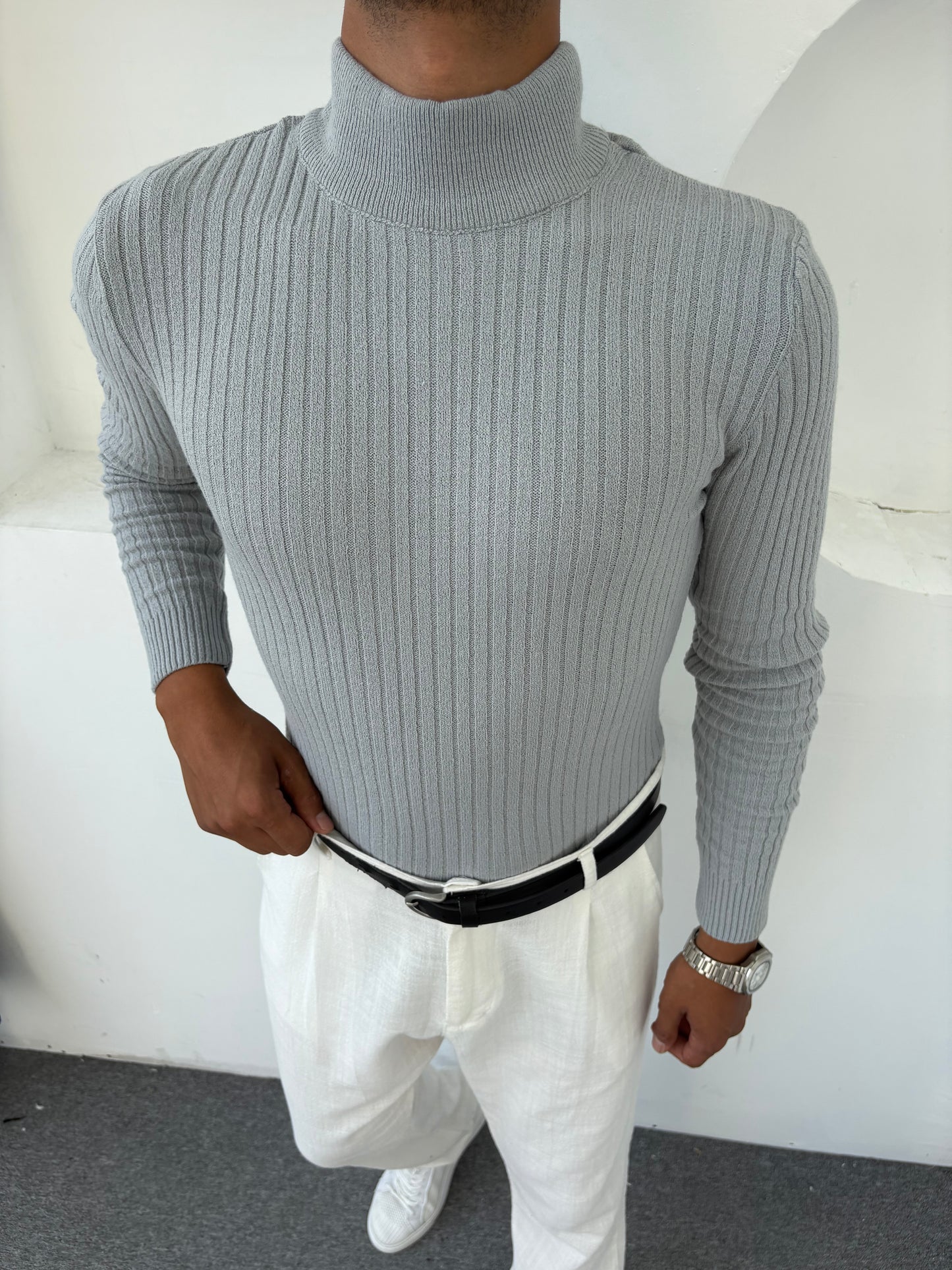 YARIM BALIKÇI TRİKO SWEATSHİRT GRİ