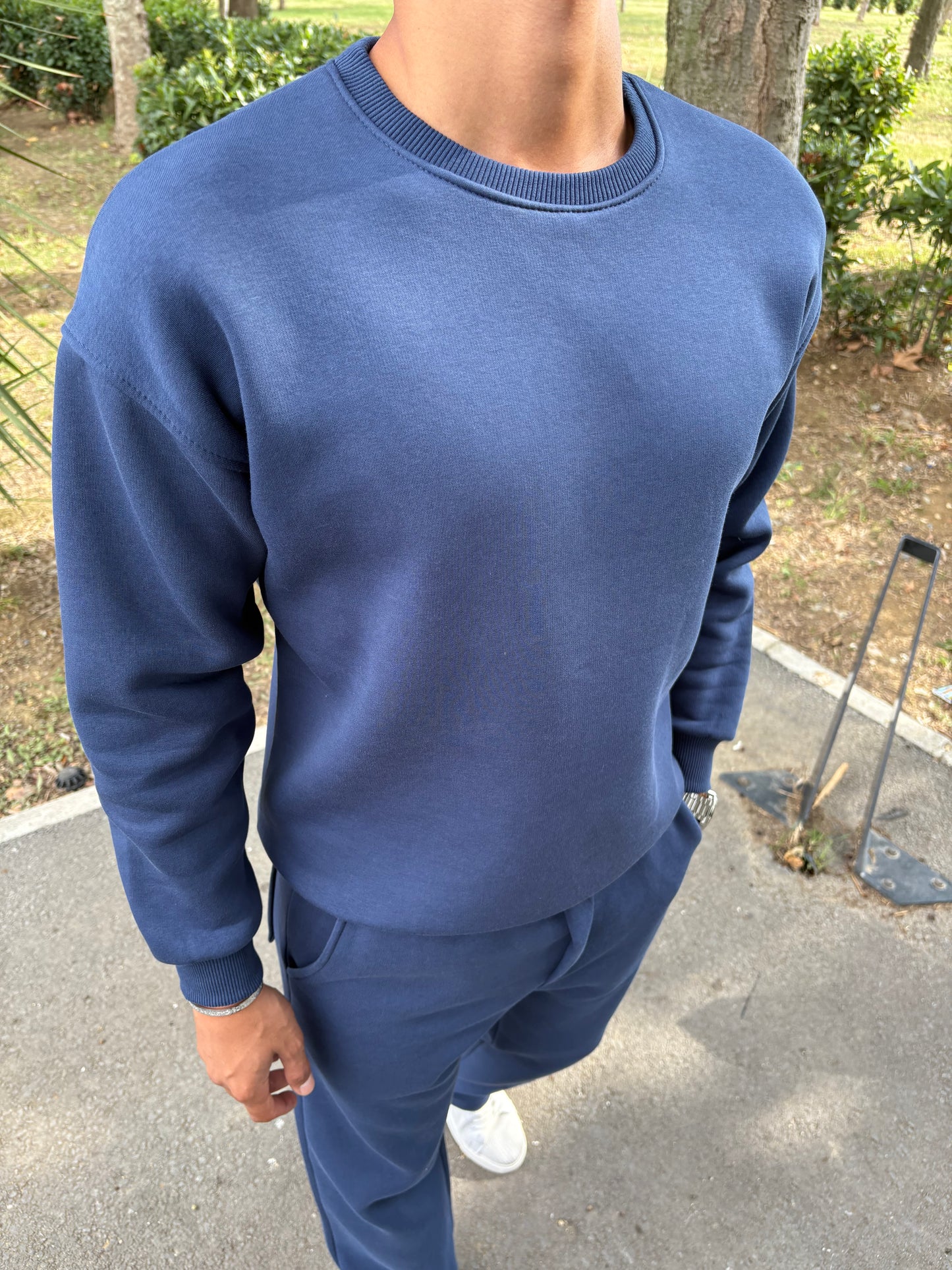 3 İPLİK ŞARDONLU BİSİKLET YAKA SWEATSHİRT LACİVERT