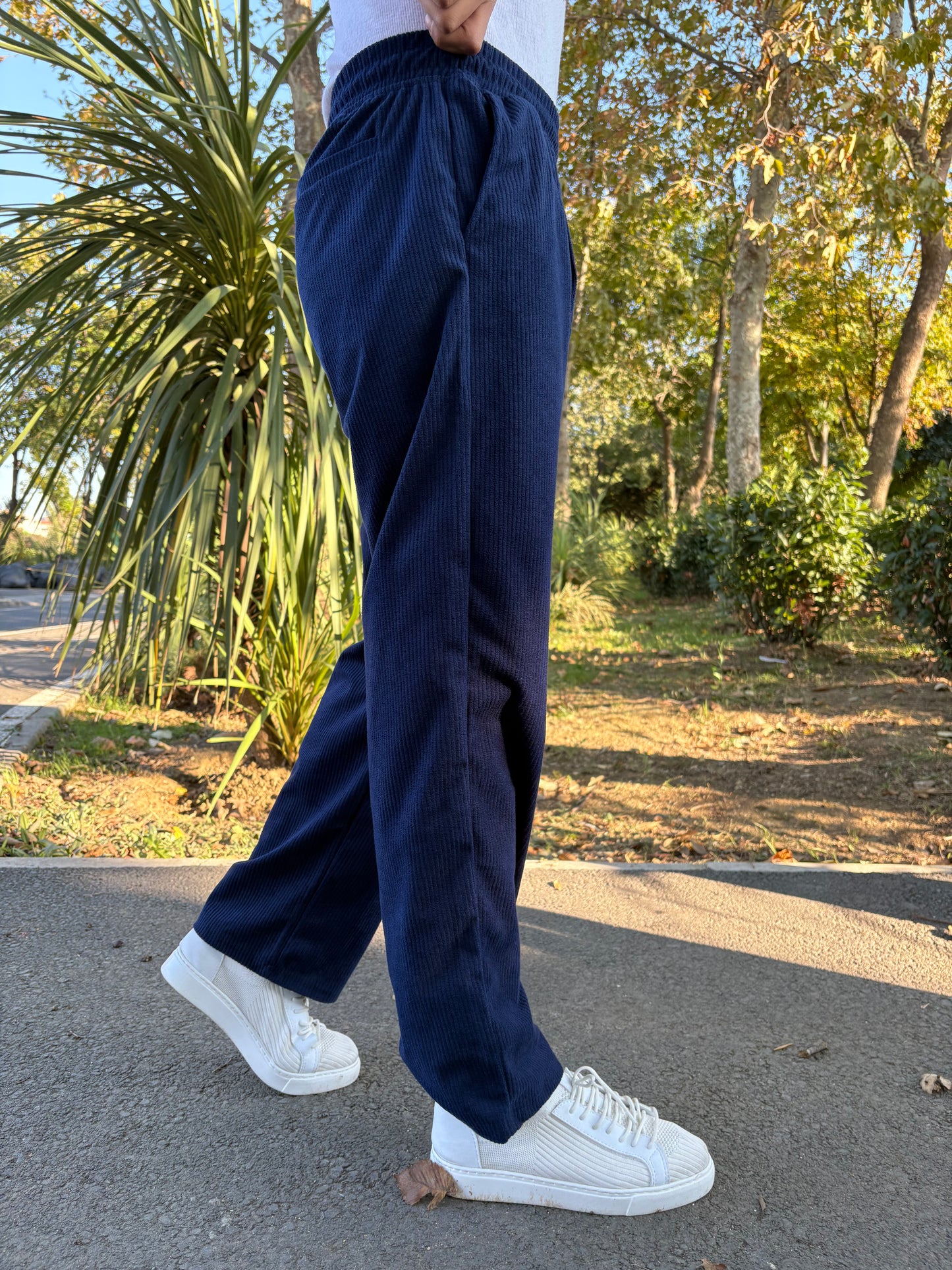 KADİFE BAGGY PANTOLON LACİVERT