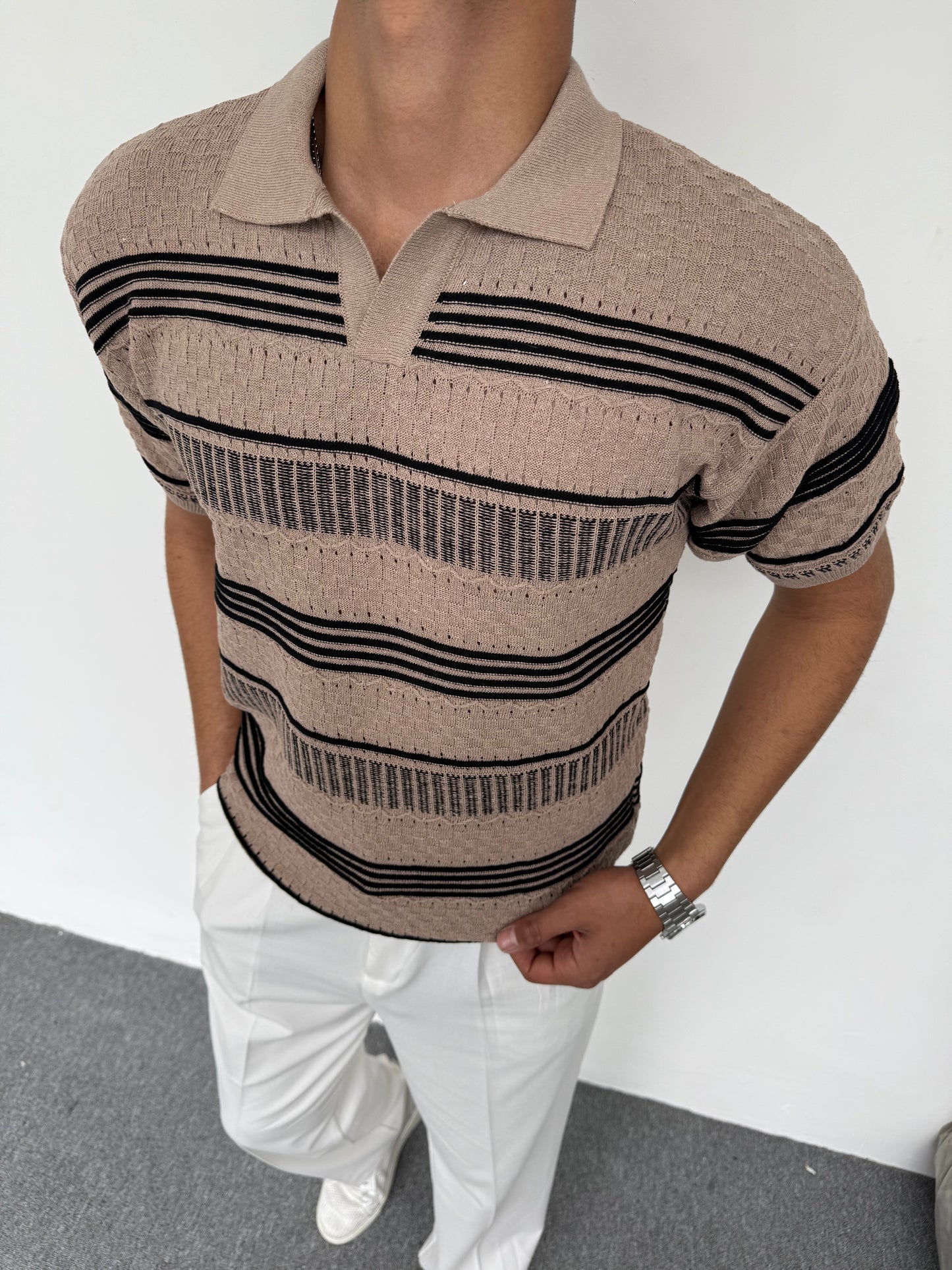 ÖRME POLO YAKA TRİKO TSHİRT KİREMİT