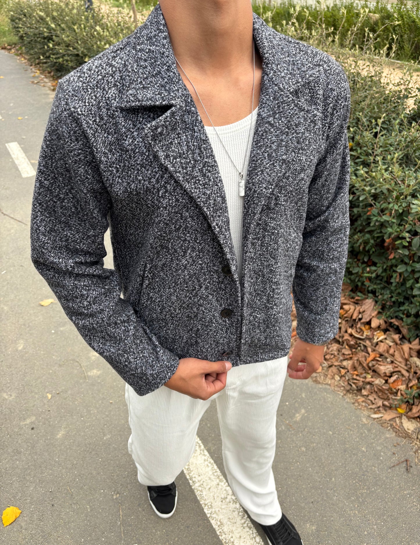 MASS KAŞE CROP CEKET SİYAH