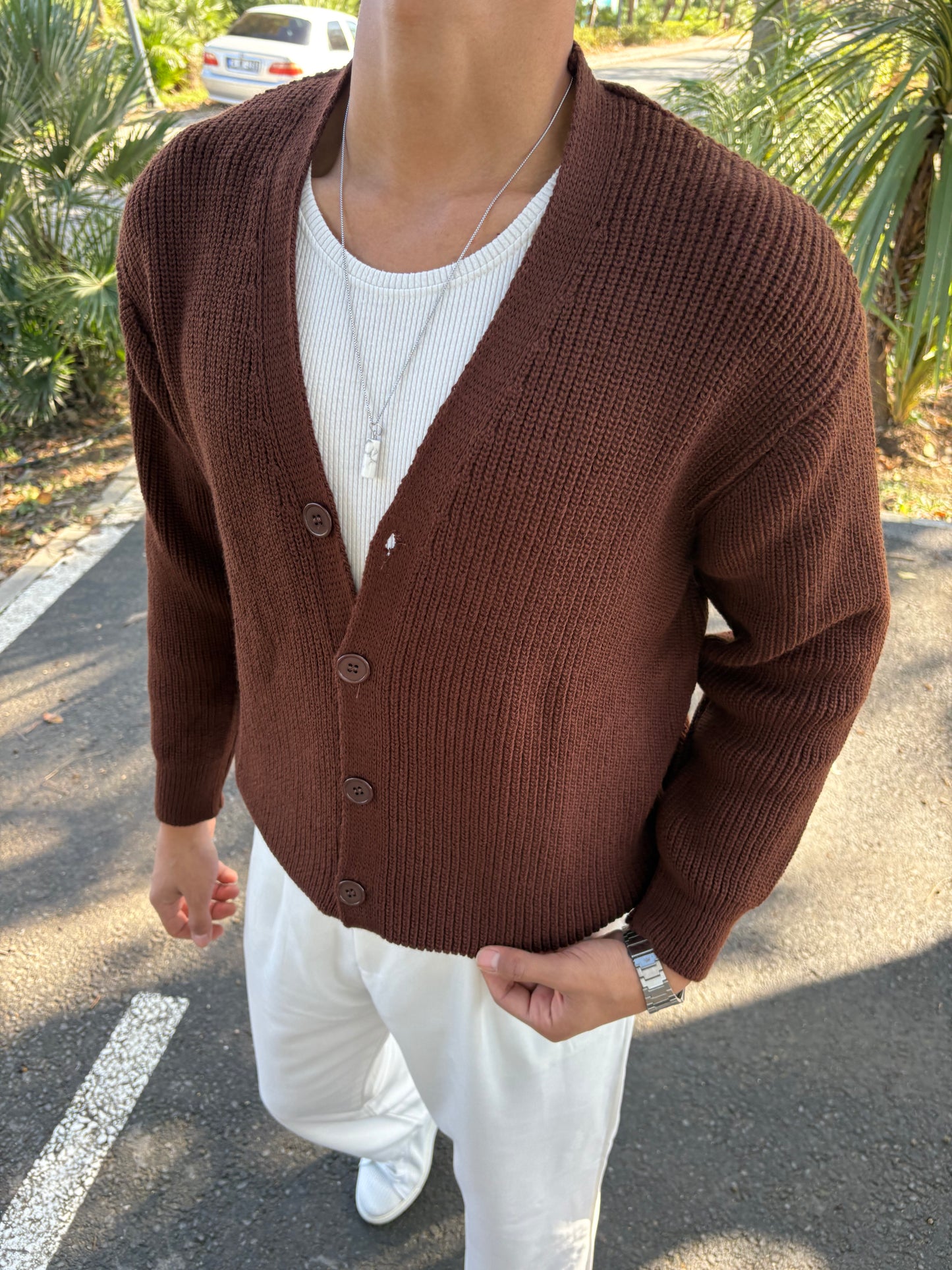 TRİKO OVERSİZE HIRKA KAHVERENGİ