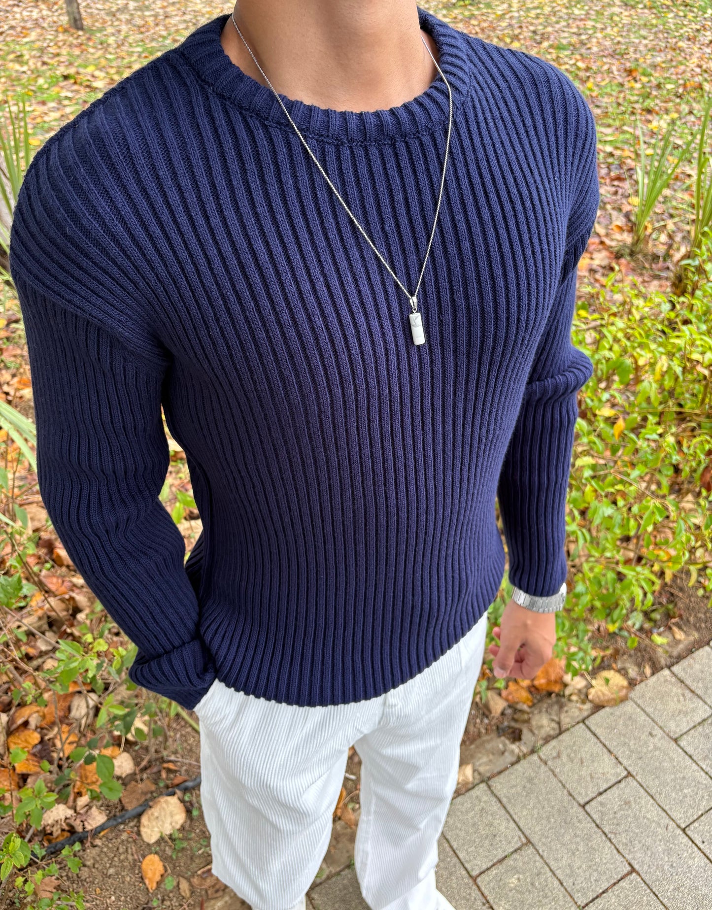 PREMİUM KALİTE BİSİKLET YAKA OVERSİZE TRİKO LACİVERT