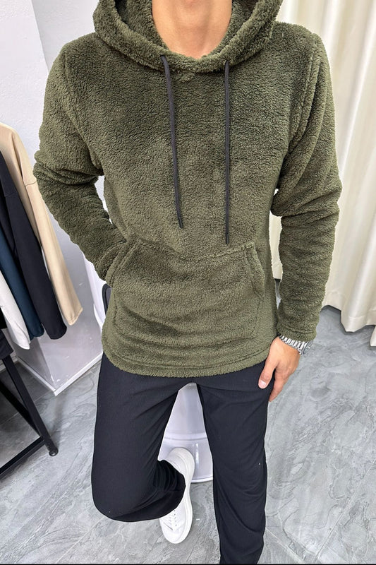 Kapşonlu Peluş Sweatshirt