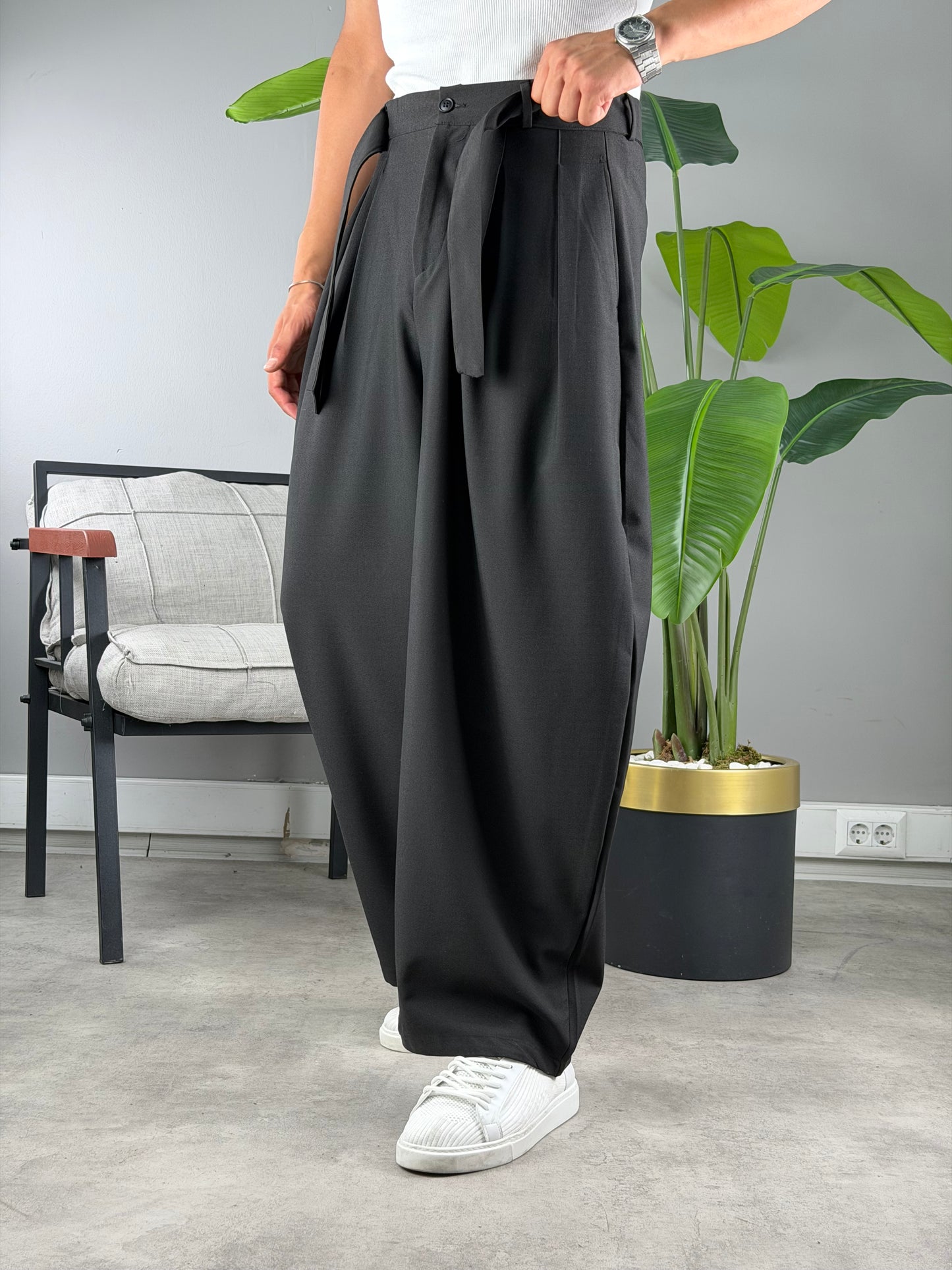 Balon Kesim Extra Baggy Kumaş Pantolon