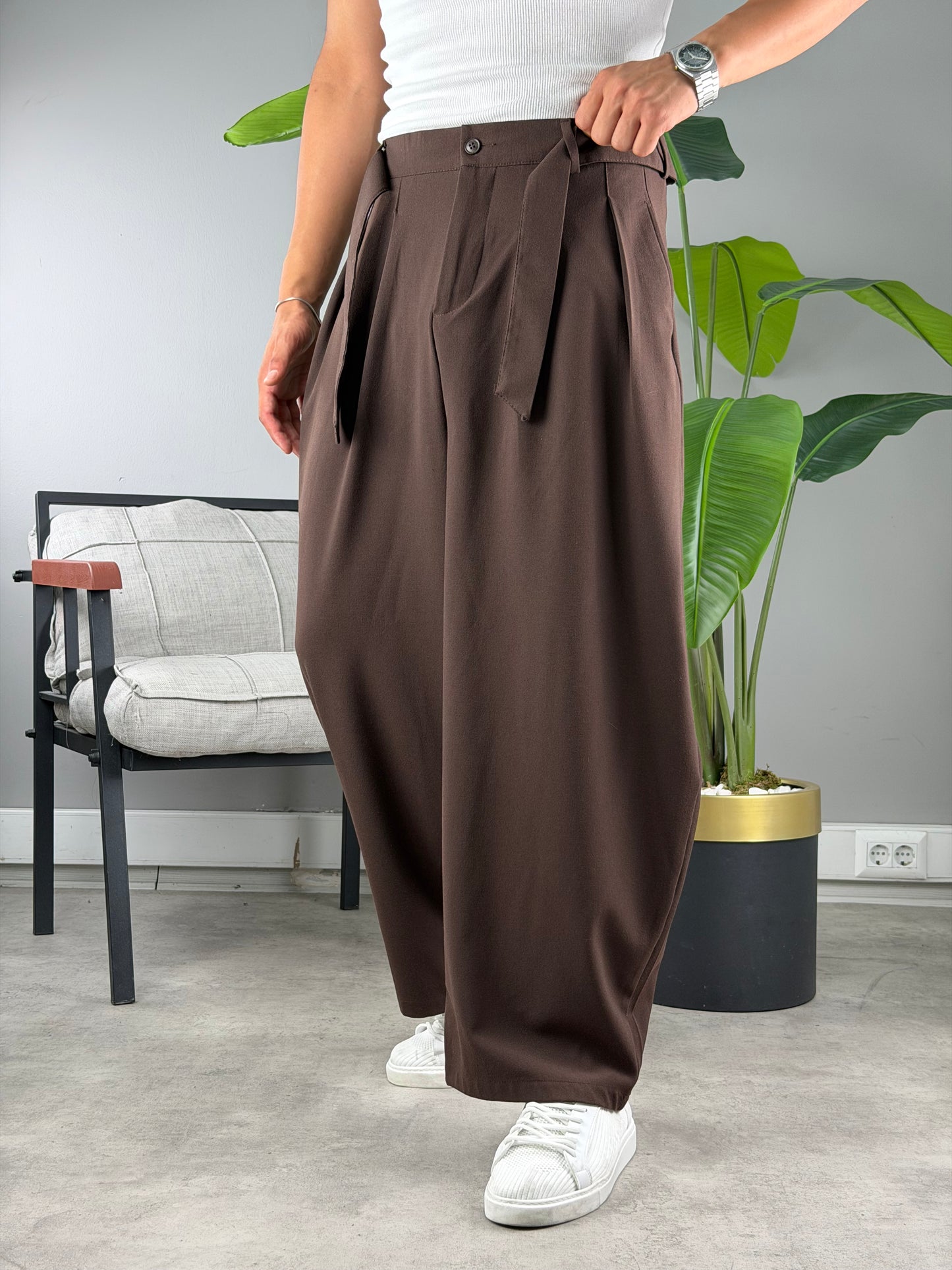 Balon Kesim Extra Baggy Kumaş Pantolon