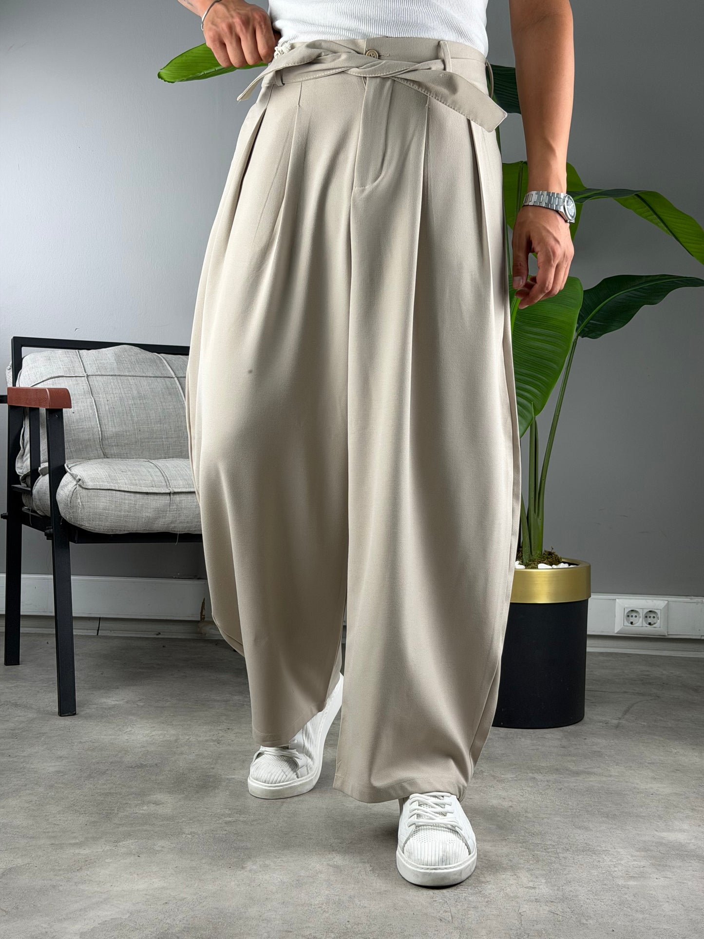 Balon Kesim Extra Baggy Kumaş Pantolon