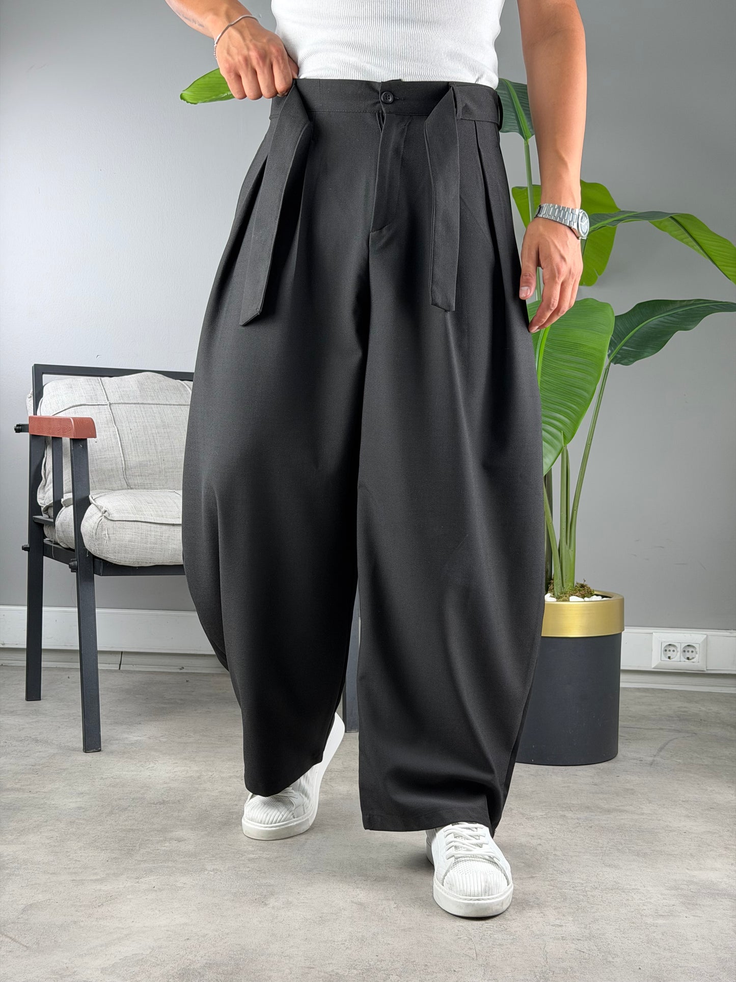 Balon Kesim Extra Baggy Kumaş Pantolon