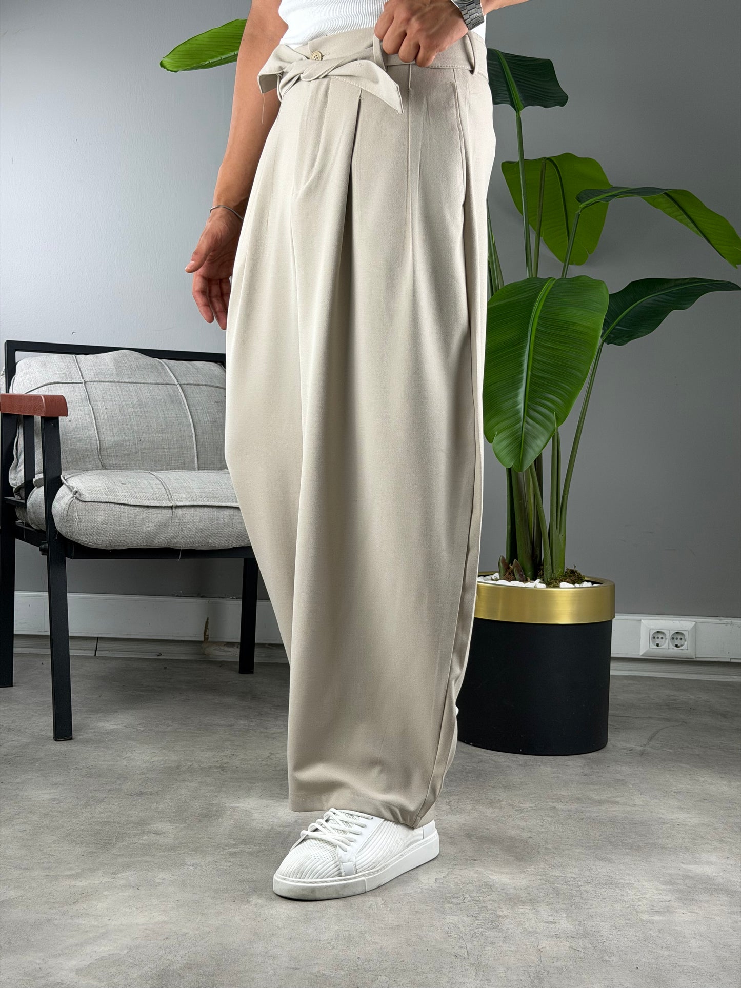 Balon Kesim Extra Baggy Kumaş Pantolon