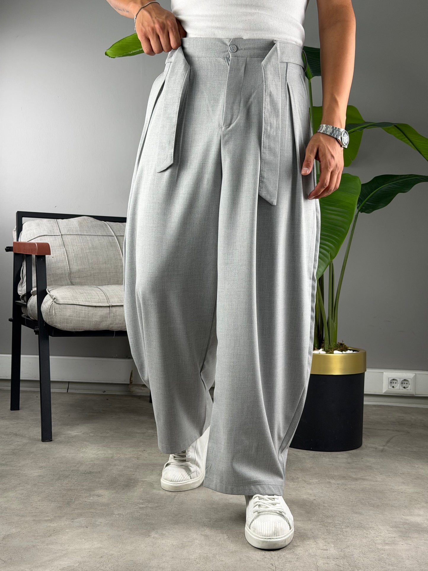 Balon Kesim Extra Baggy Kumaş Pantolon