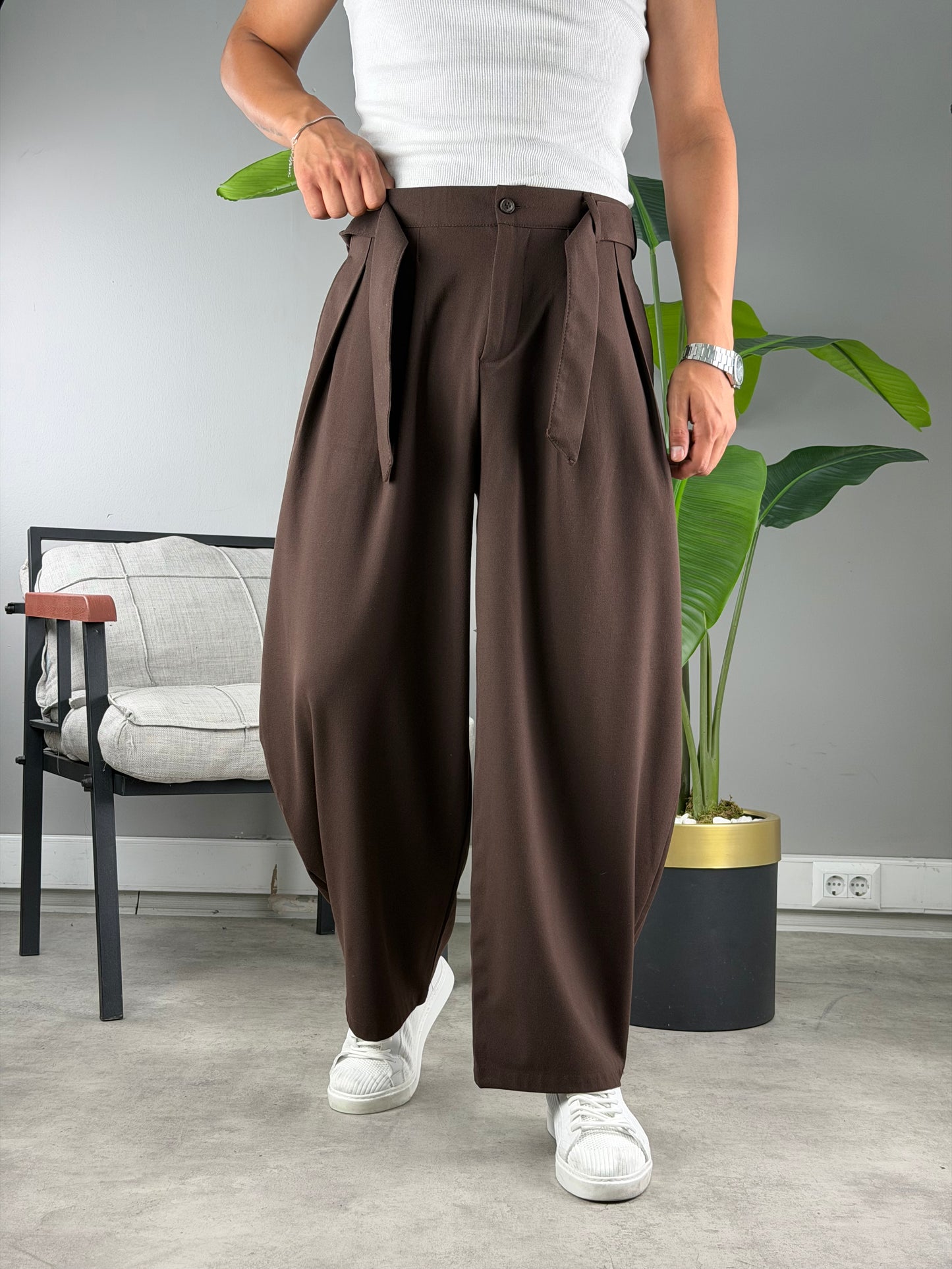 Balon Kesim Extra Baggy Kumaş Pantolon