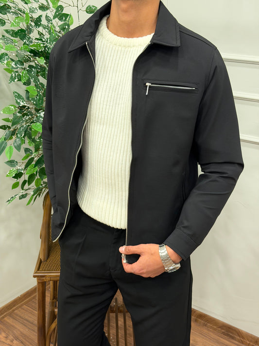 SU GEÇİRMEZ KAŞE CEKET SİYAH