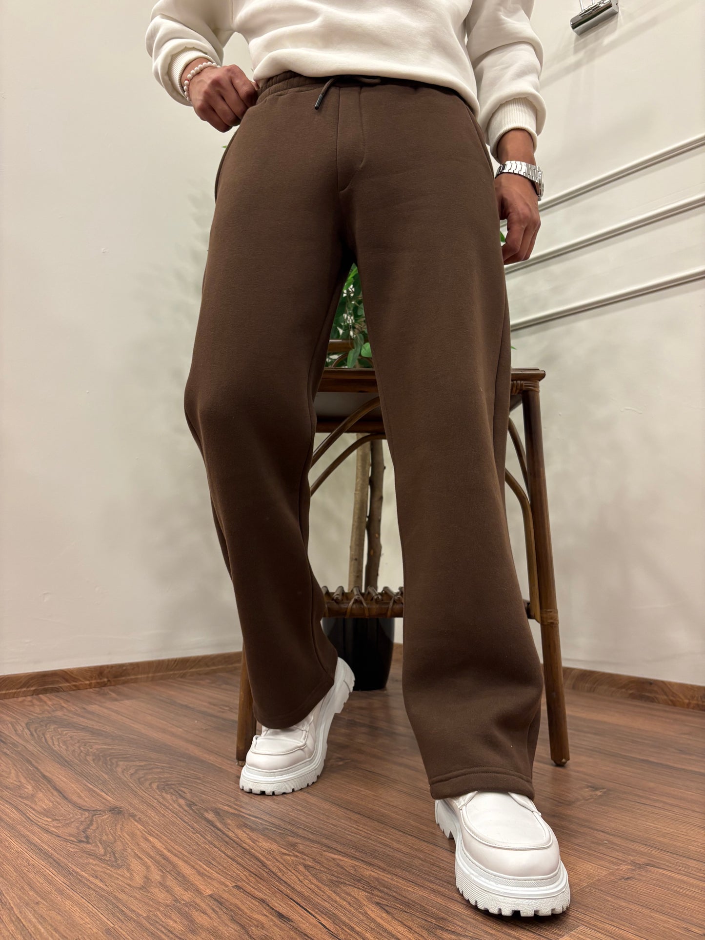 3 İPLİK ŞARDONLU BAGGY EŞOFMAN ACI KAHVE