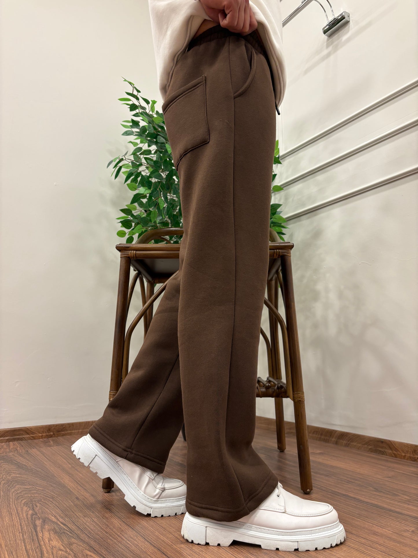 3 İPLİK ŞARDONLU BAGGY EŞOFMAN ACI KAHVE