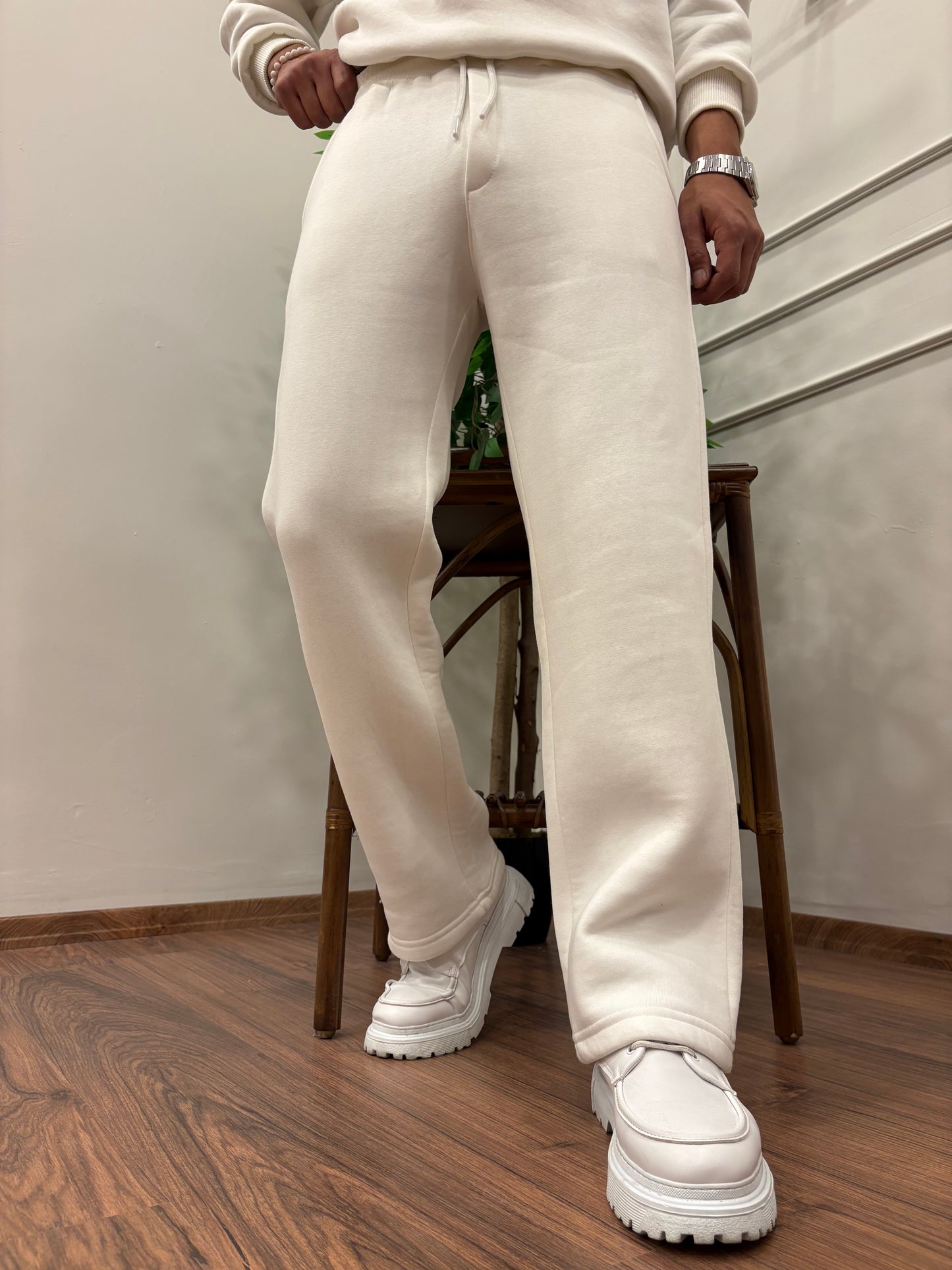 3 İPLİK ŞARDONLU BAGGY EŞOFMAN BEYAZ