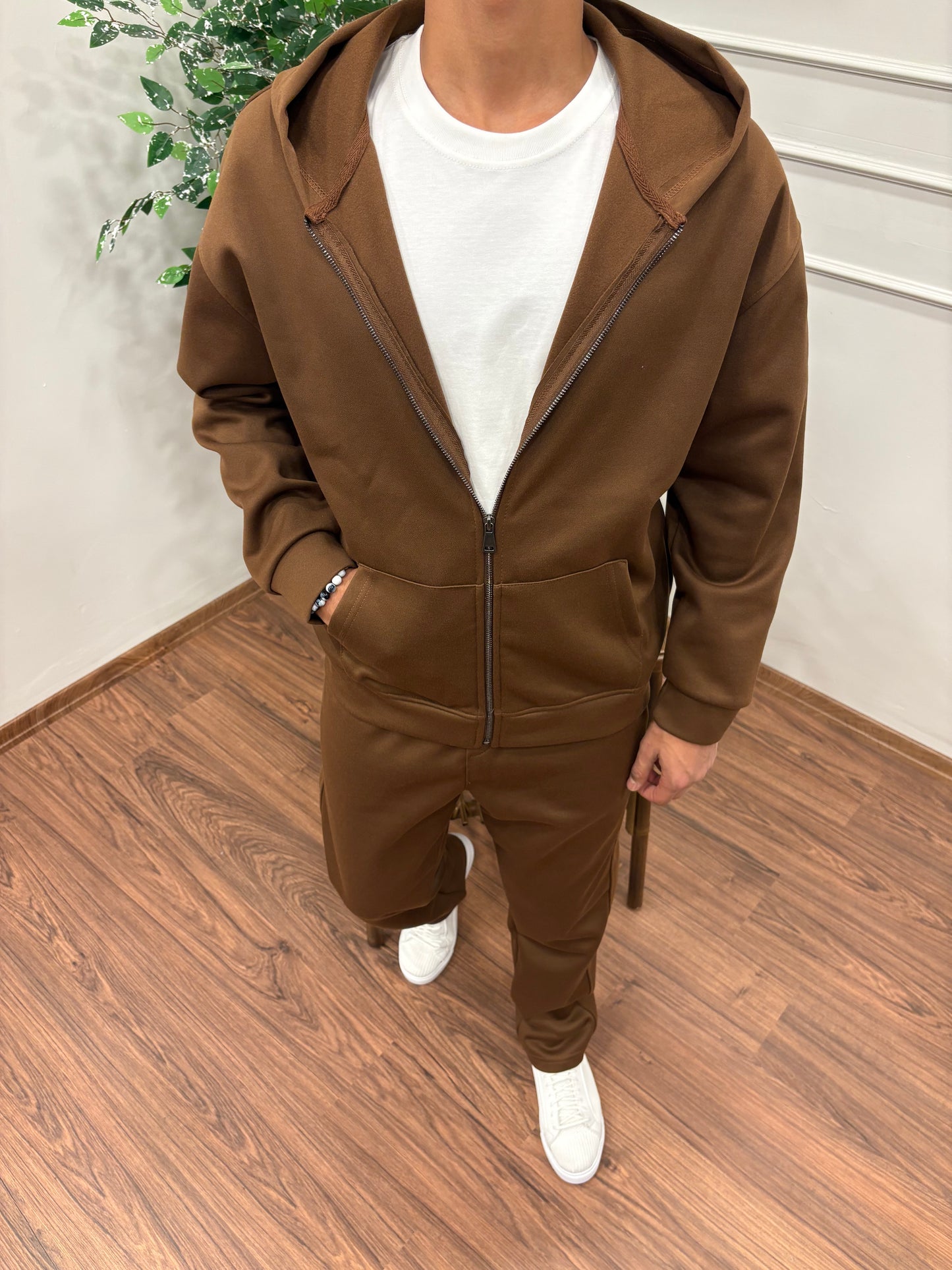 KAŞE KAPŞONLU TAKIM KAHVE