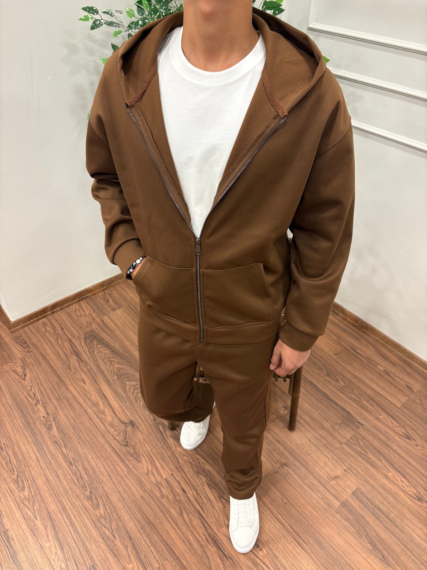 KAŞE KAPŞONLU TAKIM KAHVE