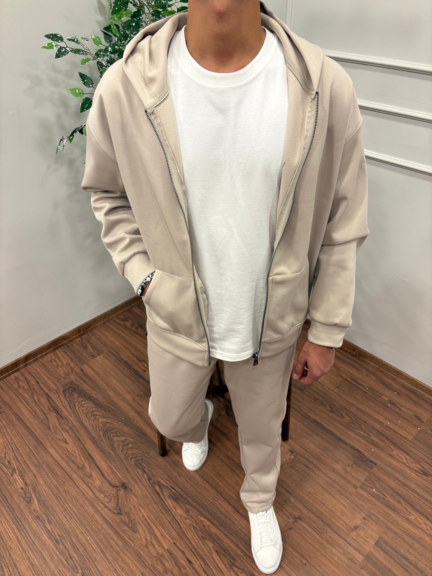 KAŞE KAPŞONLU TAKIM BEJ