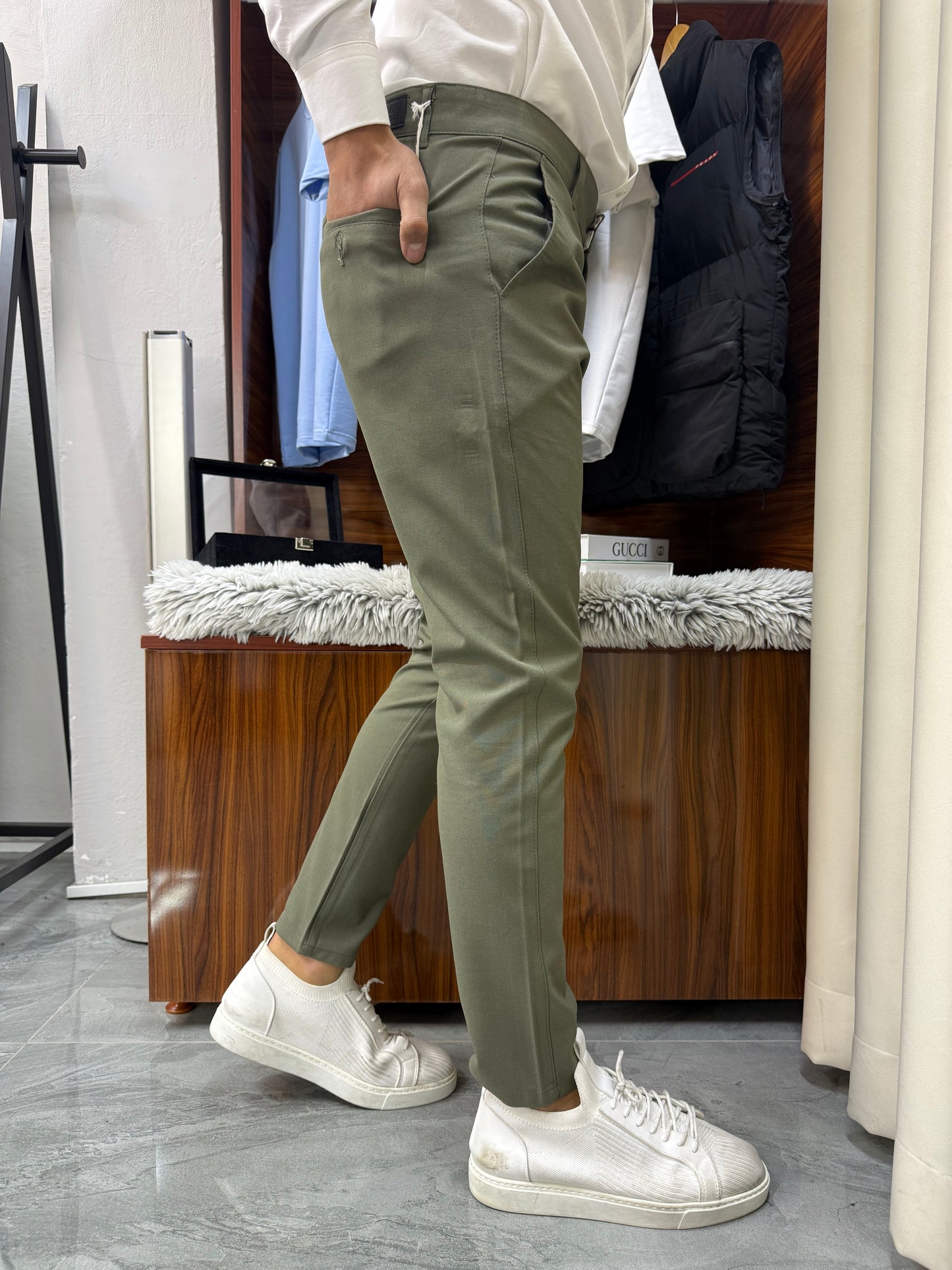 Slim Kalıp Kumaş Pantolon Çağla Yeşili