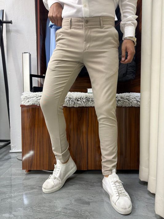 Slim Kalıp Kumaş Pantolon Bej