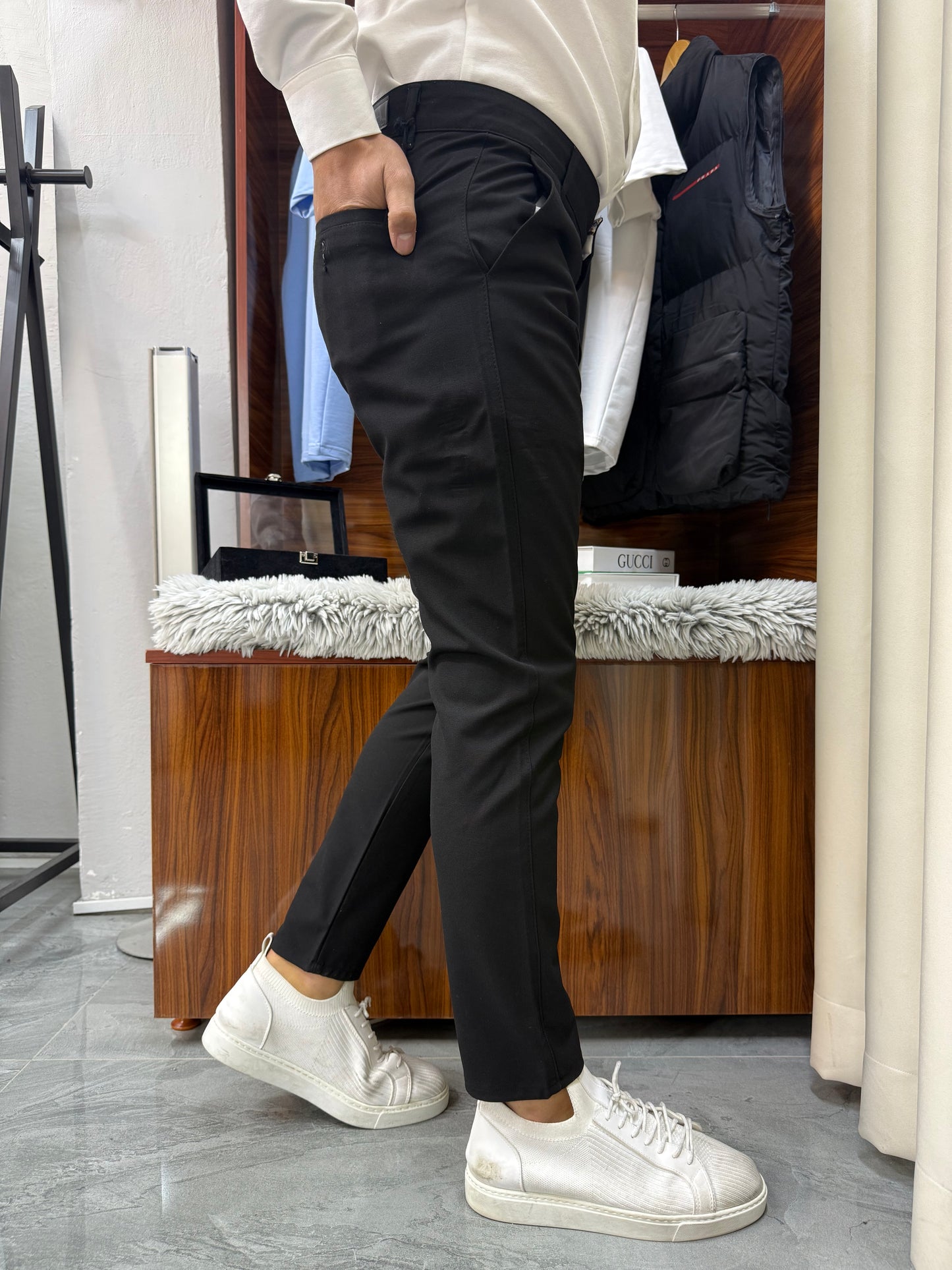 Slim Kalıp Kumaş Pantolon Siyah