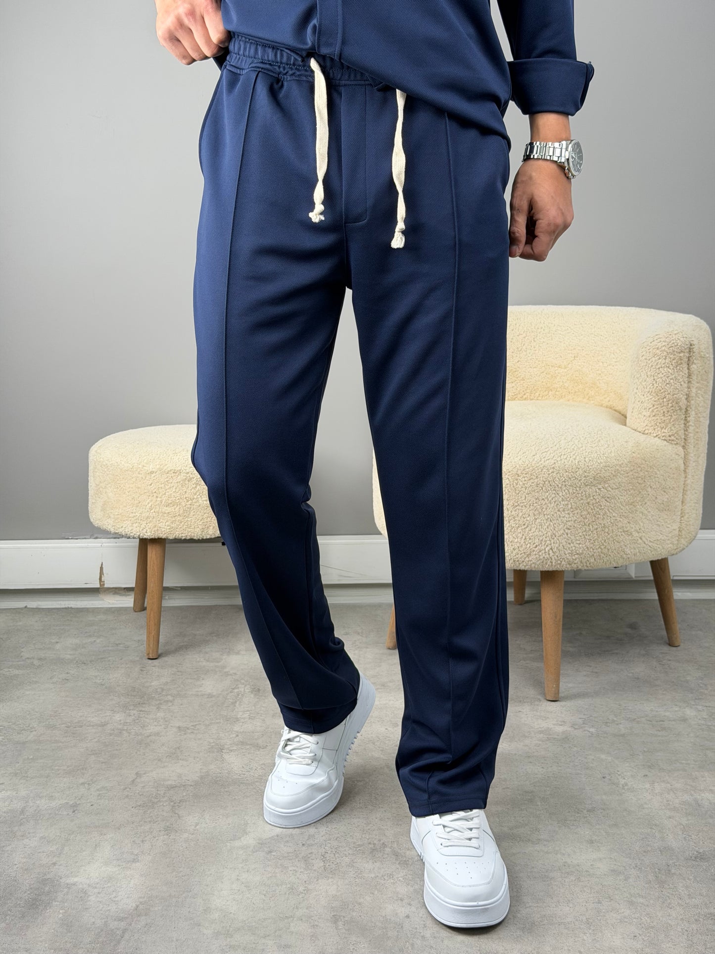 ÇİMA DETAYLI OVERSİZE GÖMLEKLİ TAKIM LACİVERT