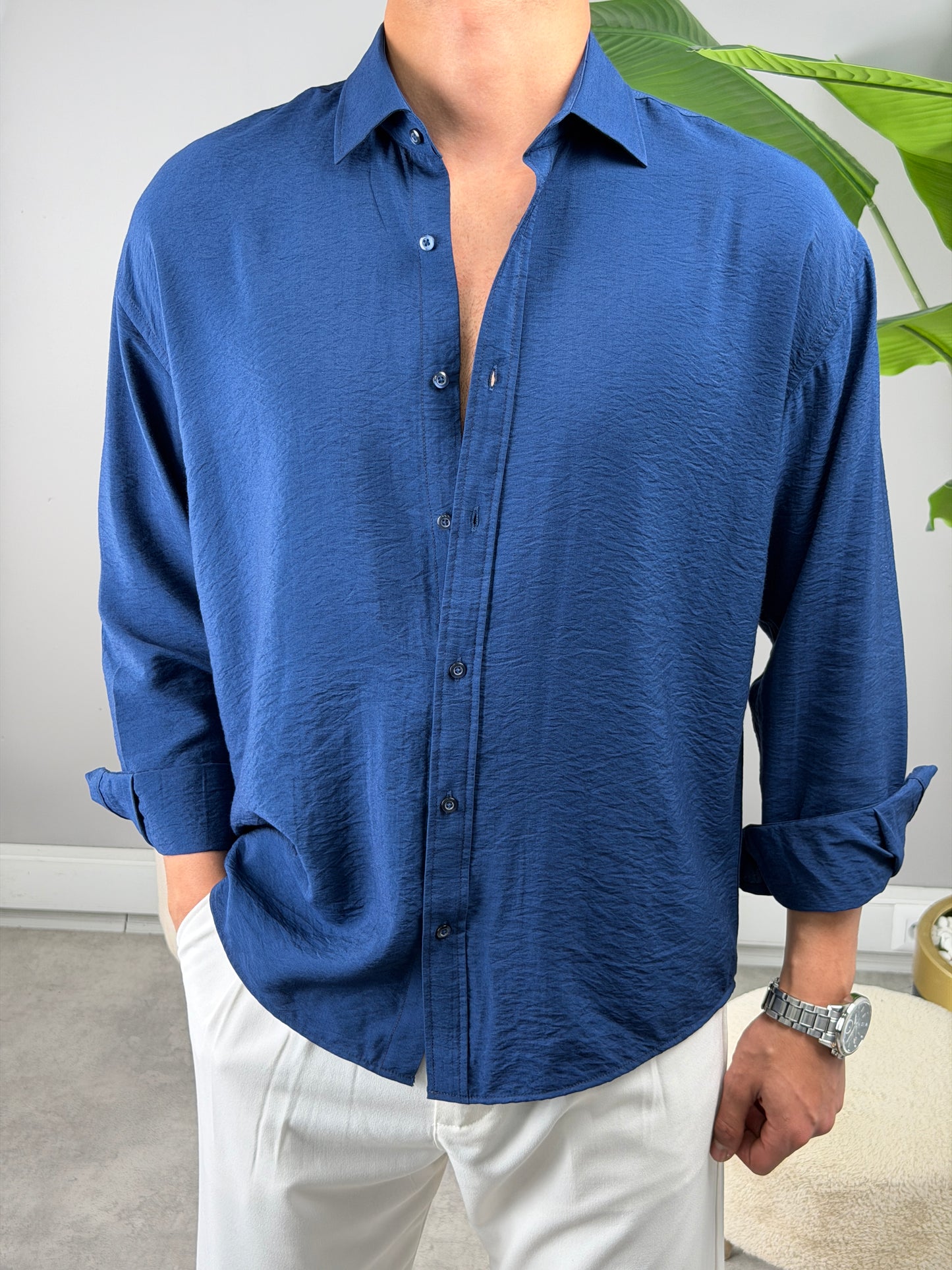 MODAL KUMAŞ GÖMLEK MAVİ