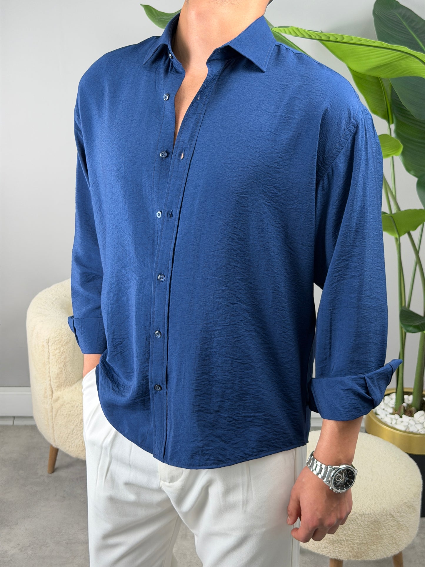 MODAL KUMAŞ GÖMLEK MAVİ