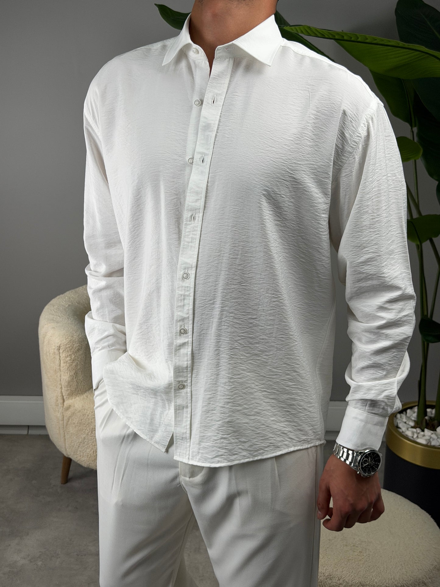 MODAL KUMAŞ GÖMLEK BEYAZ