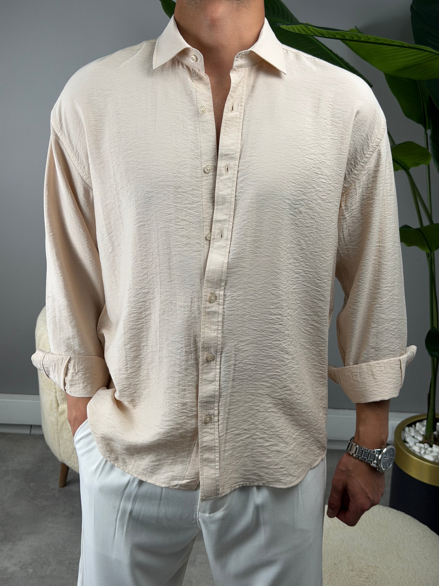 MODAL KUMAŞ GÖMLEK BEJ