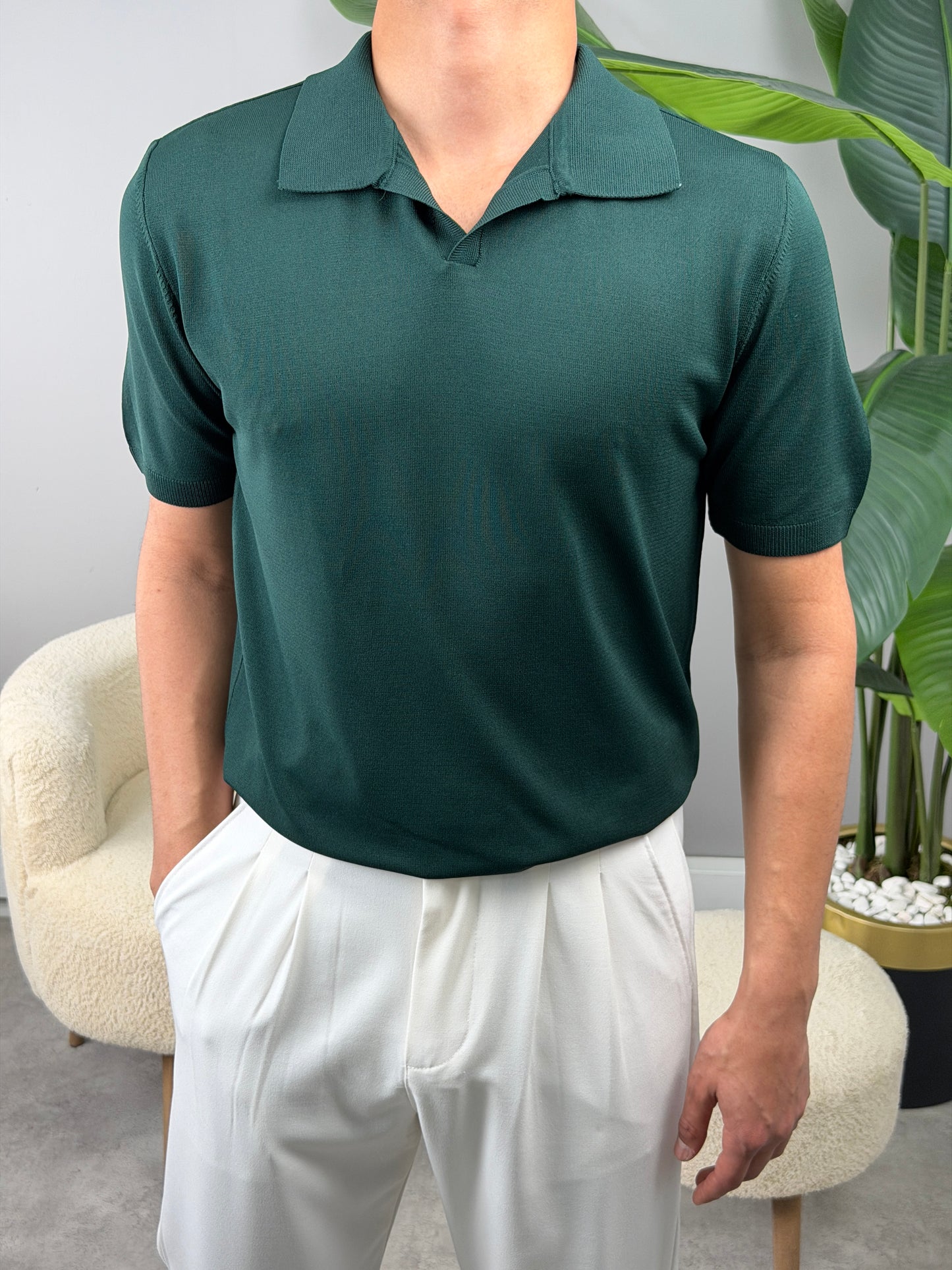 BASİC POLO YAKA KISA KOL TSHİRT ZÜMRÜT YEŞİLİ