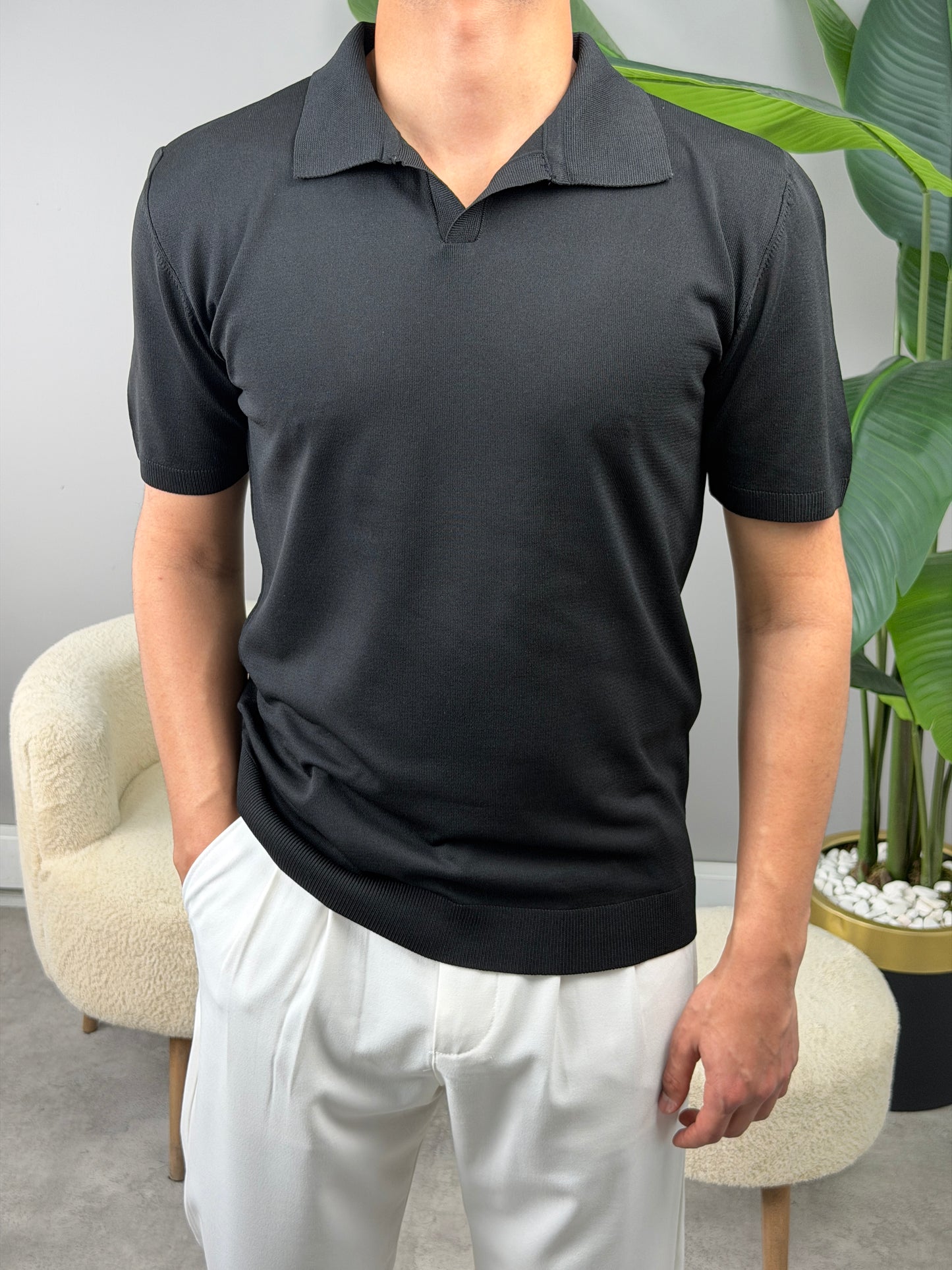 BASİC POLO YAKA KISA KOL TSHİRT SİYAH