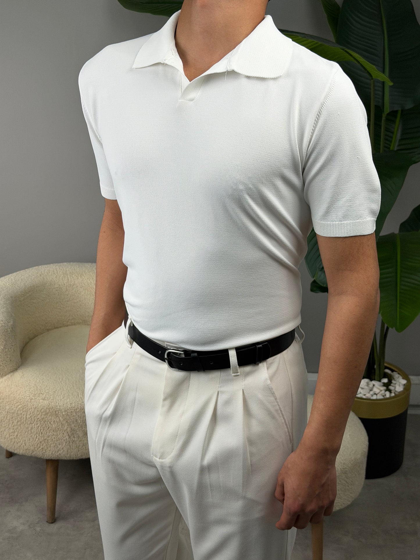 BASİC POLO YAKA KISA KOL TSHİRT BEYAZ