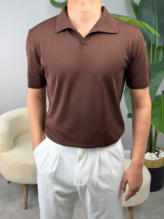 BASİC POLO YAKA KISA KOL TSHİRT KAHVE