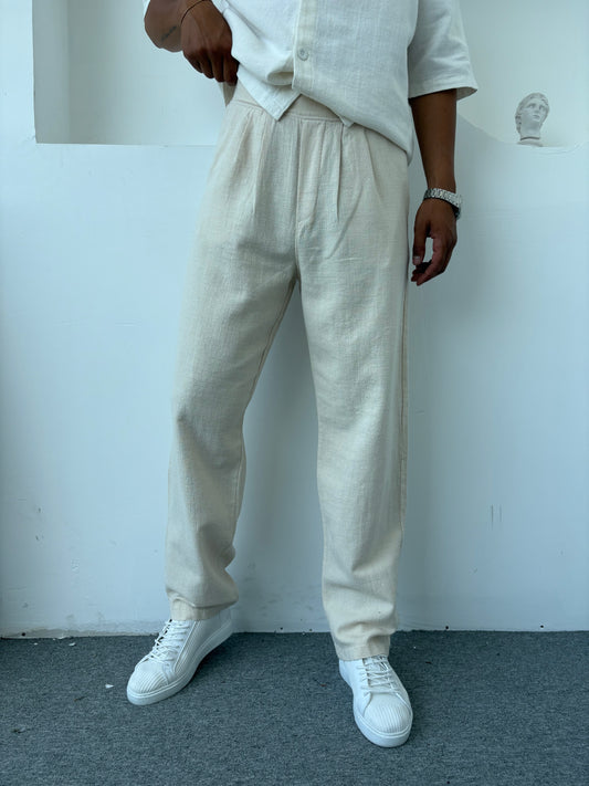 %100 PAMUK HAM KETEN SÜPER BAGGY BEYAZ