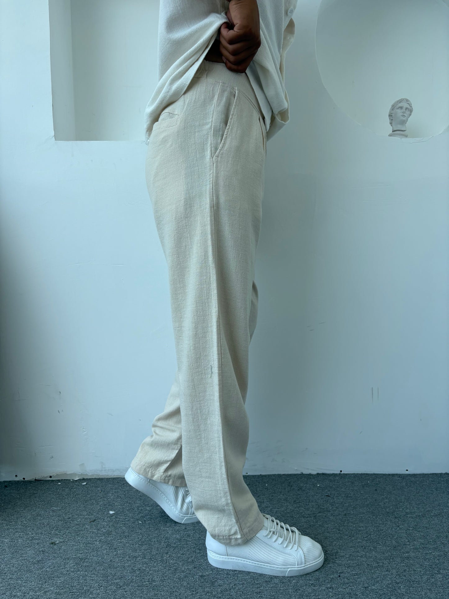 %100 PAMUK HAM KETEN SÜPER BAGGY BEYAZ