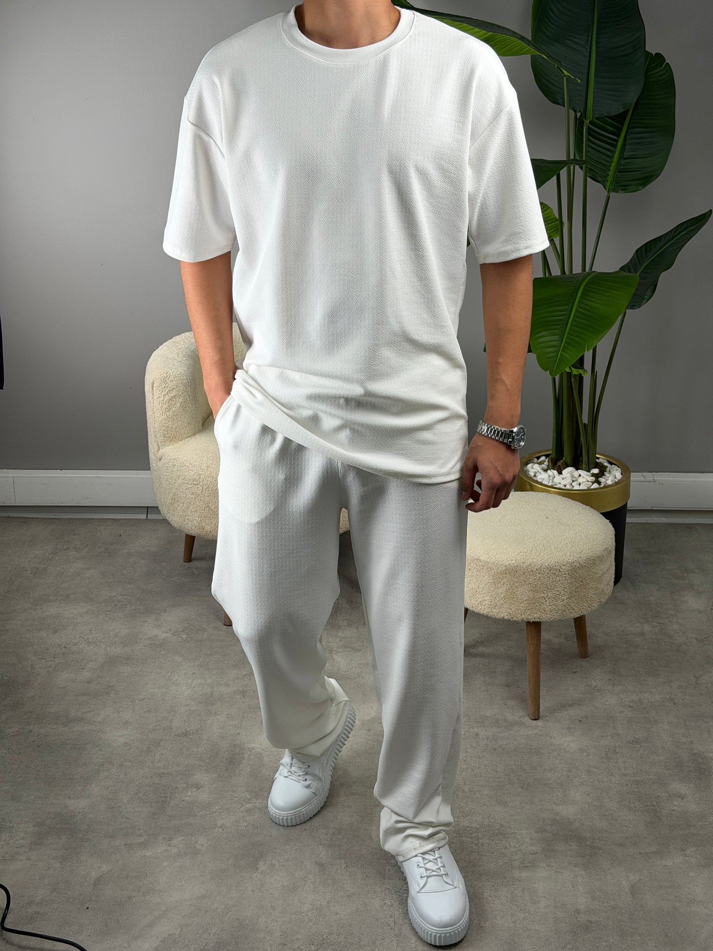 CRAP KUMAŞ OVERSİZE TAKIM BEYAZ