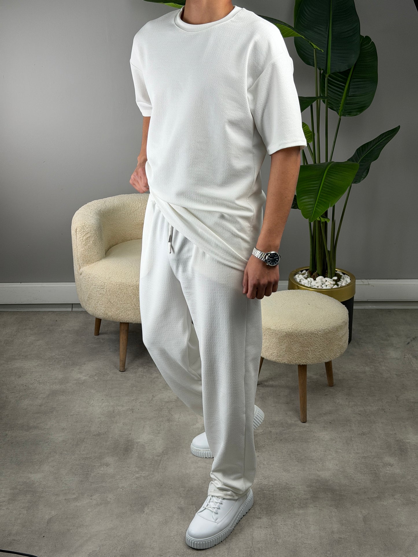 CRAP KUMAŞ OVERSİZE TAKIM BEYAZ