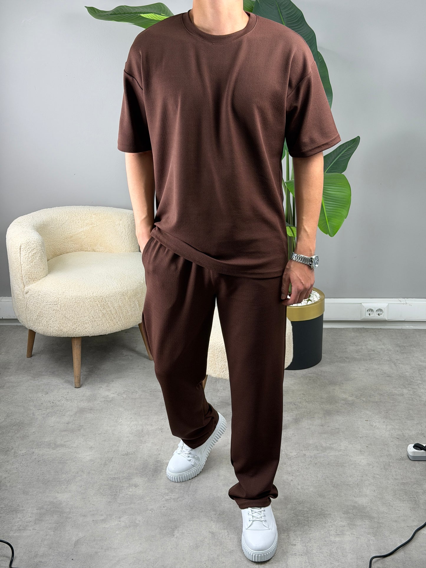 CRAP KUMAŞ OVERSİZE TAKIM ACI KAHVE