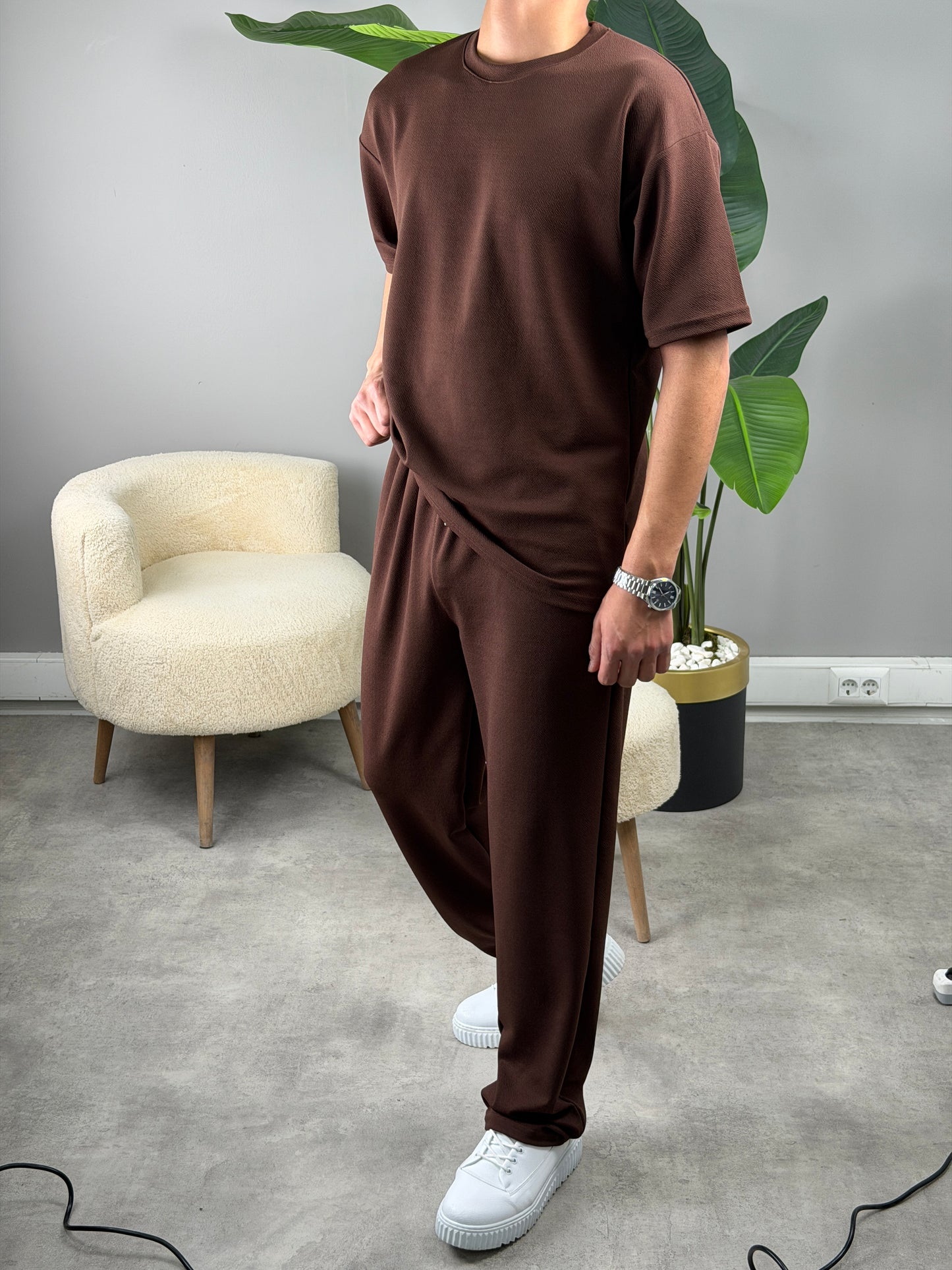 CRAP KUMAŞ OVERSİZE TAKIM ACI KAHVE