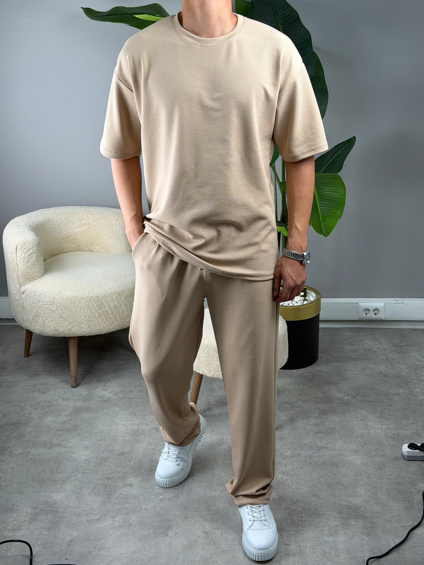 CRAP KUMAŞ OVERSİZE TAKIM BEJ